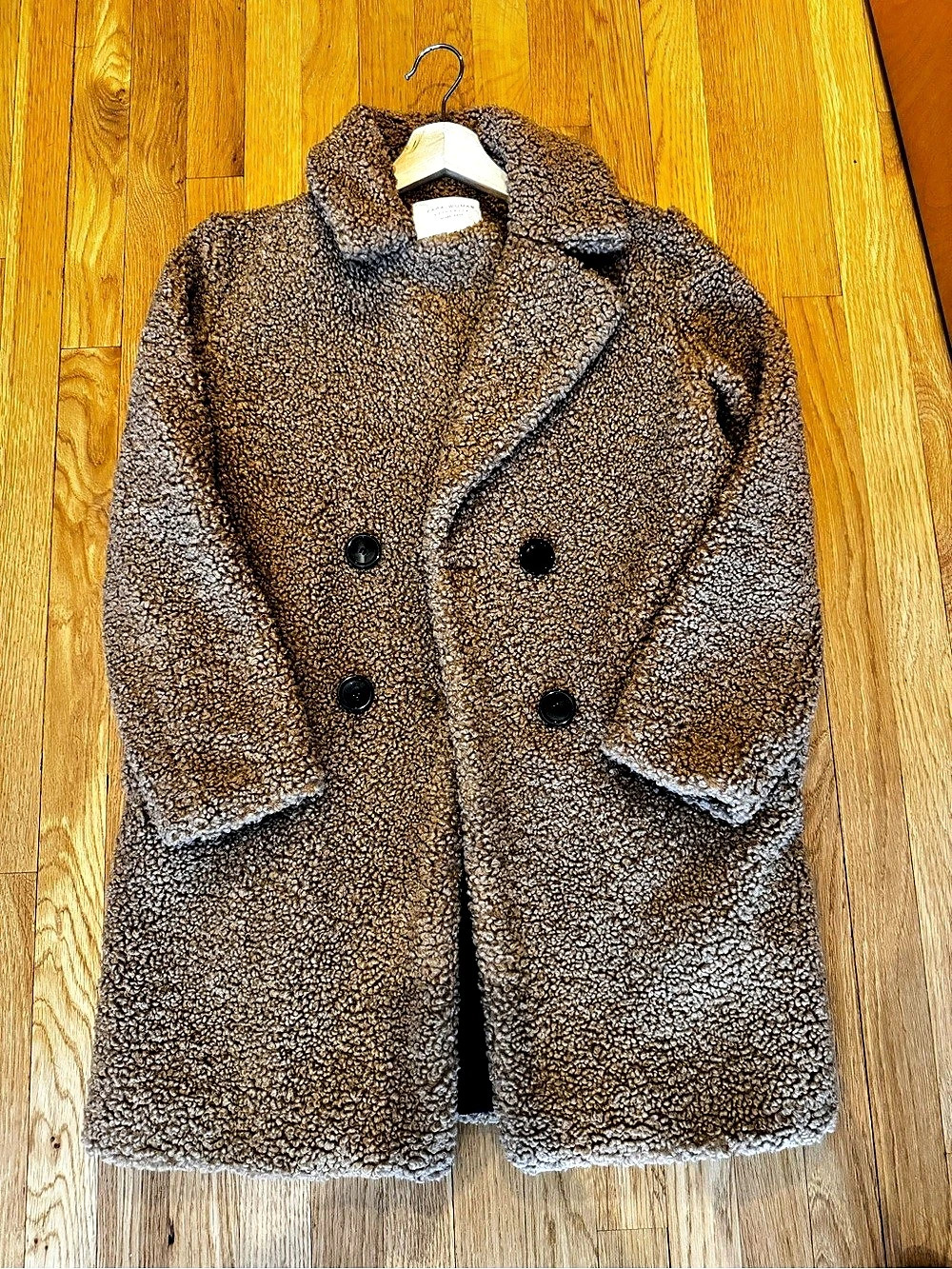 Zara Teddy Coat Brown XS
